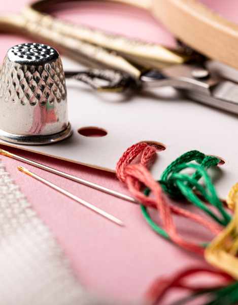 Thimble scissors needle and threads for craft group