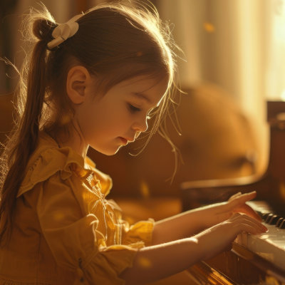 young girl playing piano