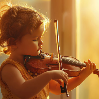 very young child playing violin