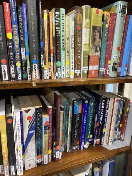 Bookshelves of Books at Stonnington Church