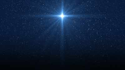 Bright shining star on dark sky